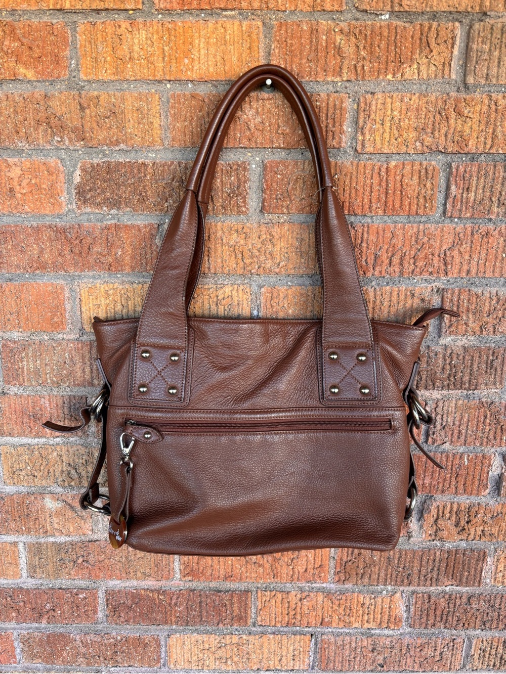 Barr & Barr New York Shoulder Bag Tote Leather Handbag Hang Tag Brown Tan